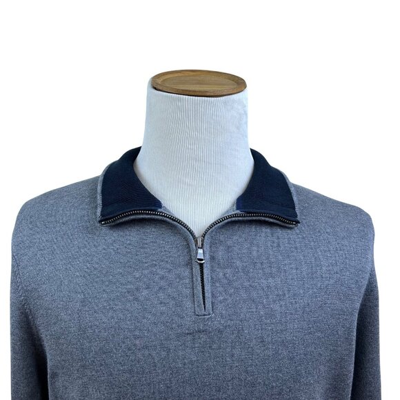 Lands End Grey Mens Half-Zip Sweater Warm Lightweight Quarter Zip Sz M - Picture 6 of 10